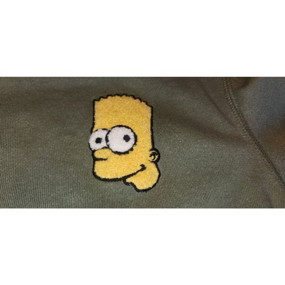 Youth Hooded Sweatshirt BART SIMPSON Old Navy Olive Green LARGE 10/12 - Picture 6 of 9